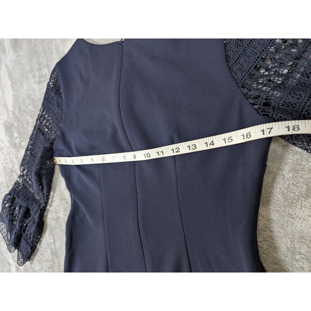 Donna Ricco New York Sheath Dress Womens 6 Blue Lace Bell Sleeve Preppy Knit - Picture 9 of 12